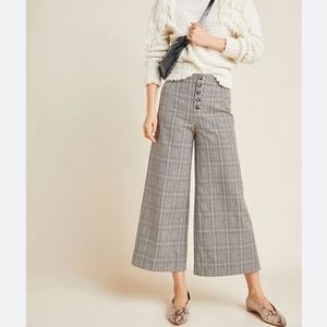 Anthropologie | Plaid Wide Leg High Rise Trouser Pants